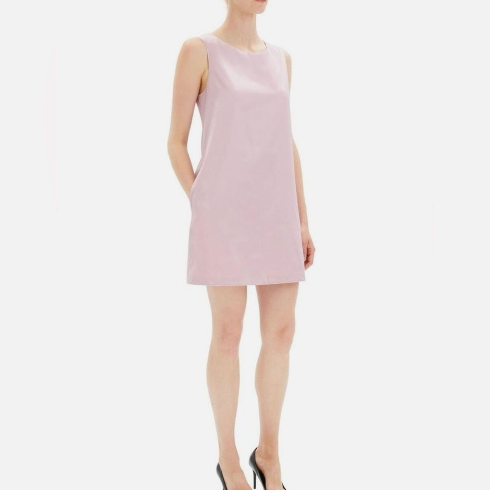 Theory Blush A Line Dress sleeveless wpockets, fully lined 100% Cotton soft pink